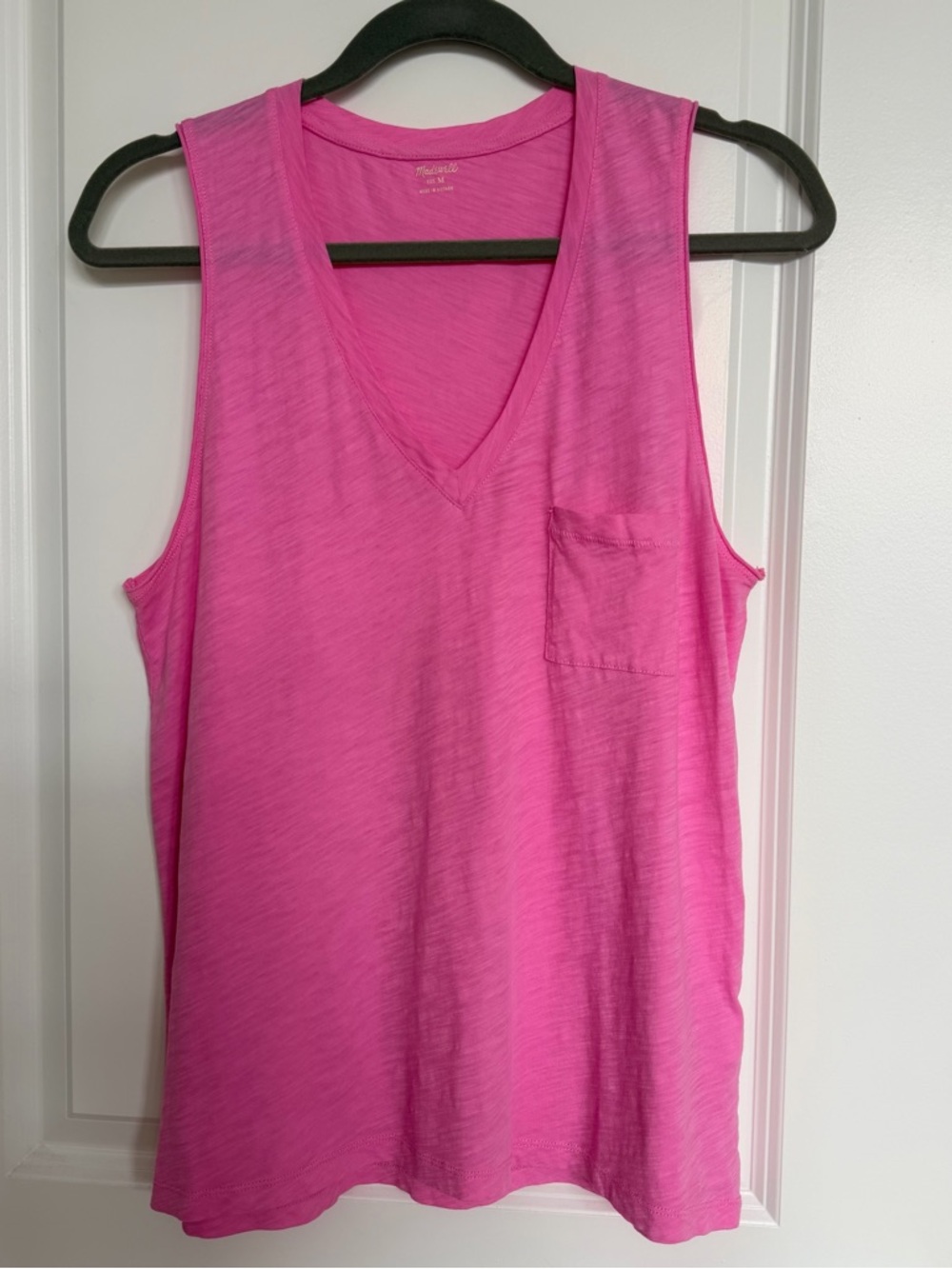 Madewell Pink V-Neck Tank Top with Pocket